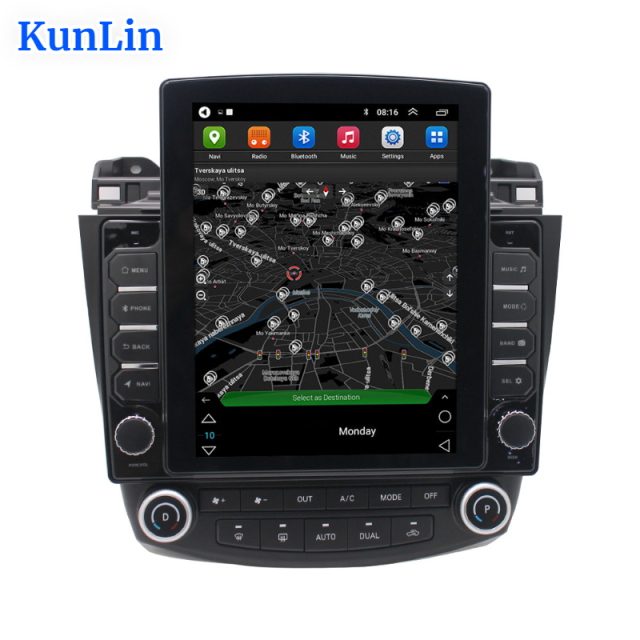 9.7 Inch Vertical Tesla Touch Screen Car Radio Stereo Video for Honda Accord 7 2003 2004 2005 2006 2007 2008 GPS Navigation Carplay 4G