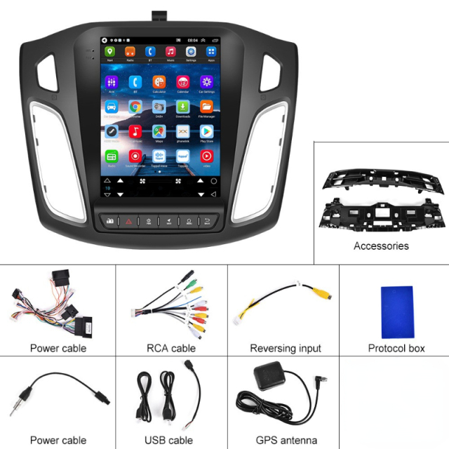 9.7'' Touch Screen Android Car Radio Tesla Style 4G Carplay DSP RDS Amplifier for Ford Focus 2012-2018