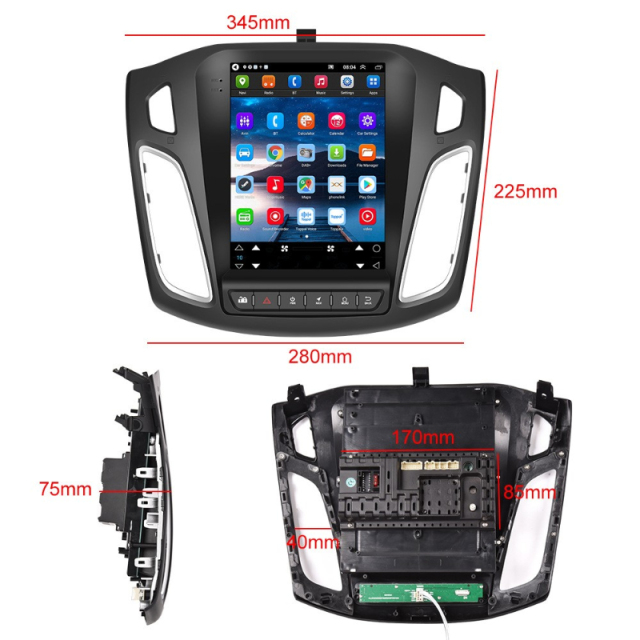 9.7'' Touch Screen Android Car Radio Tesla Style 4G Carplay DSP RDS Amplifier for Ford Focus 2012-2018