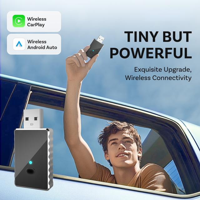 Hot 2025 Wireless Mini Smart Adapter Carplay Wireless Android Auto Wired Carplay to Wireless Fast Connect USB Plug and Play Dongle to Wireless