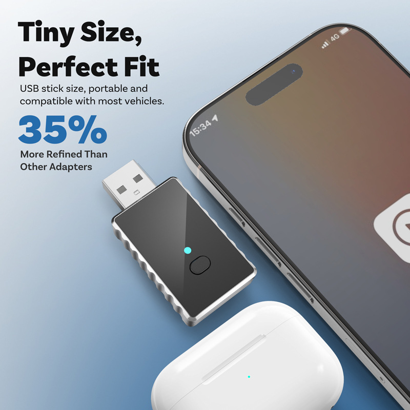 Hot 2025 Wireless Mini Smart Adapter Carplay Wireless Android Auto Wired Carplay to Wireless Fast Connect USB Plug and Play Dongle to Wireless