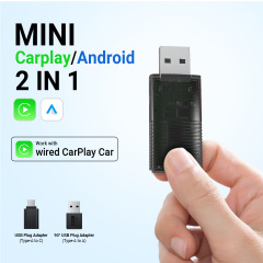2025 Factory Hot Wireless Carplay Android Auto 2 in 1 Mini Smart Adapter Wired to Wireless Android Carplay Convertor for Car Radio Player