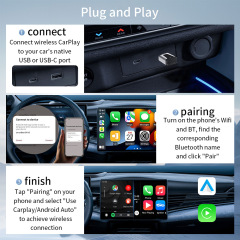 Hot Selling Mini Small 2 in 1 Wired to Wireless Carplay Auto Ai Box Adapter Plug and Play Car USB Dongle With Usb for Android & Apple Carplay