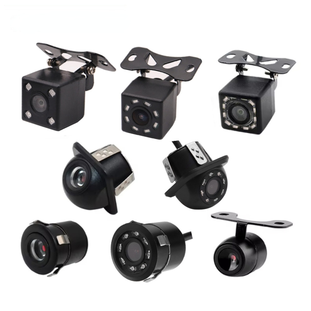 Car Rearview Camera Back 4/8/12 LED Round Backup Camara De Reversa AHD Revers Rear View Camera Car Fisheye Len Car Camera High-Definition Night Vision