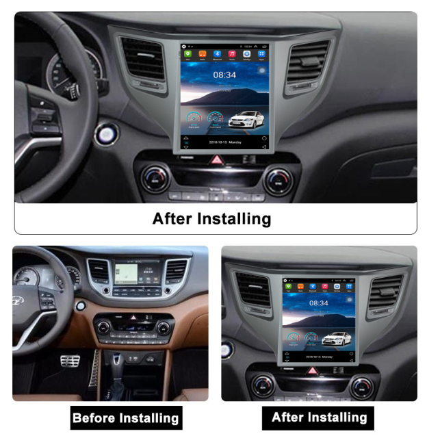 Android 14 9.7-Inches Tesla Vertical Screen 2 Din in Dash Car DVD GPS Navigation for Hyundai TUCSON/IX35 2016-2018 4+64GB Built-in Map