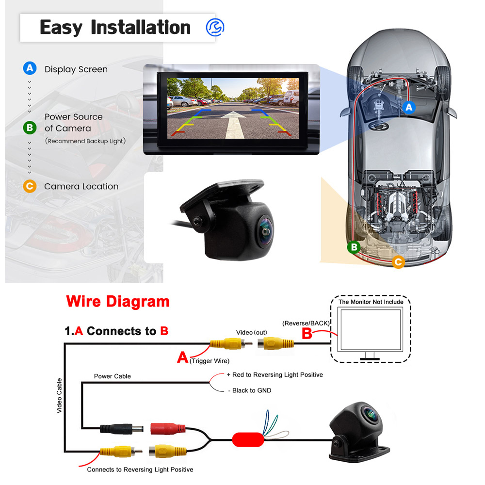 Hot Selling AHD 4K 1080P Fish Eye Car Reverse Camera Rear View Reversing Camera Front View Night Vision Parking Backup Camera