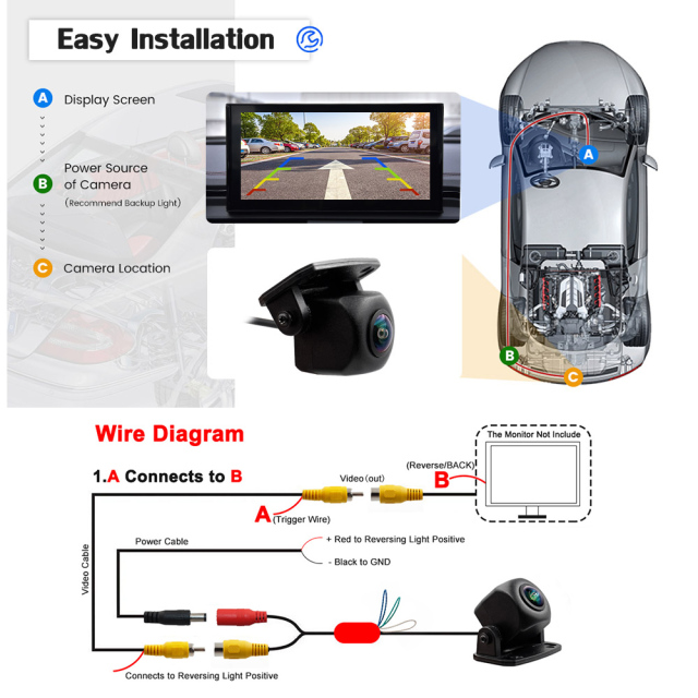 Hot Selling AHD 4K 1080P Fish Eye Car Reverse Camera Rear View Reversing Camera Front View Night Vision Parking Backup Camera