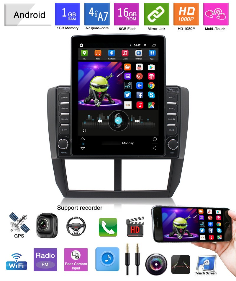 9.7 Inch Tesla Style Android Touch Screen Autoradio GPS Navigation Carplay Stereo Multimedia Car Radio Player for Subaru Forester 2008-2012