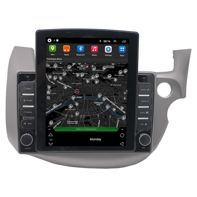 9.7 Inch Android Touch Screen Carplay Auto Multimedia Player Car GPS Navi Stereo for Honda Fit 2008 RHD With WIFI USB AUX