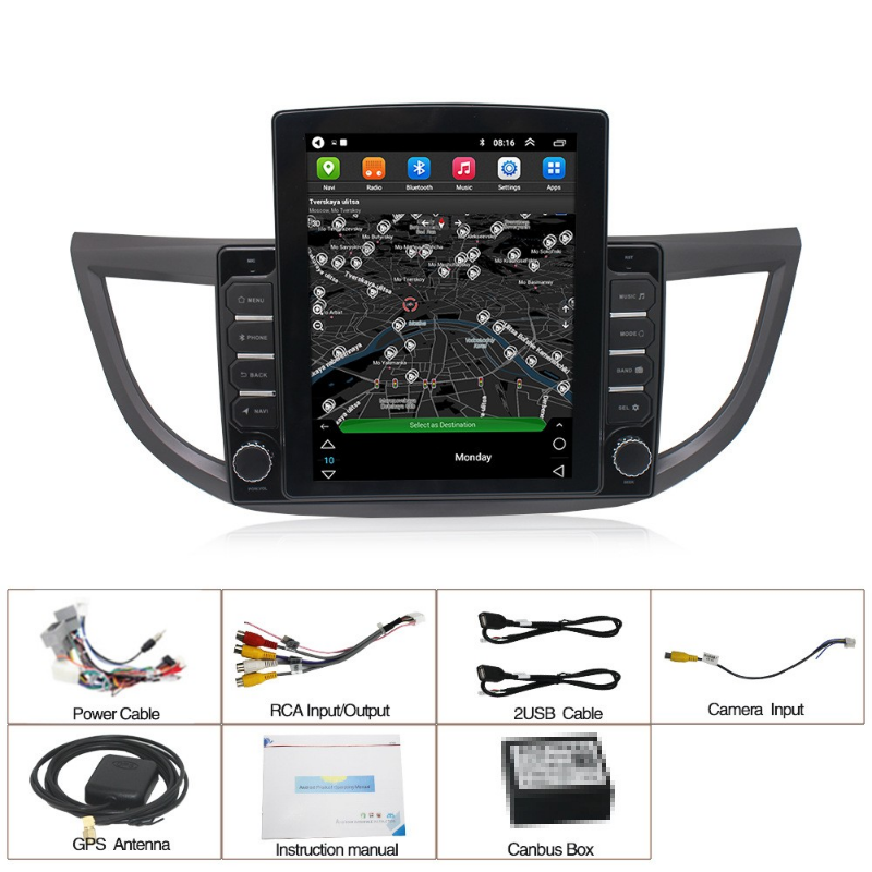 Tesla Style Autoradio GPS Navigation Carplay Stereo Multimedia Car Radio Player Android 9.7 Inch Touch Screen for Honda CRV 2012-2016