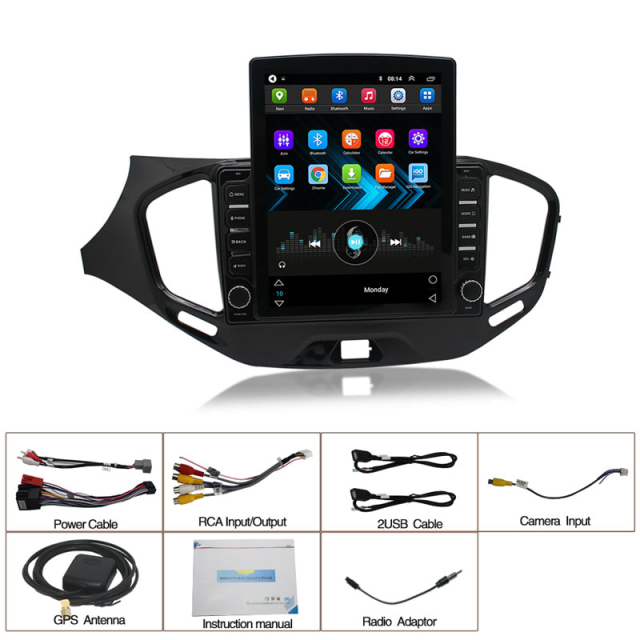 KunLin 2 Din Tesla Android 13 Touch Screen Car GPS Navigation Stereo Multimedia Player Audio System Car Radio for Lada Vesta 2015-2018