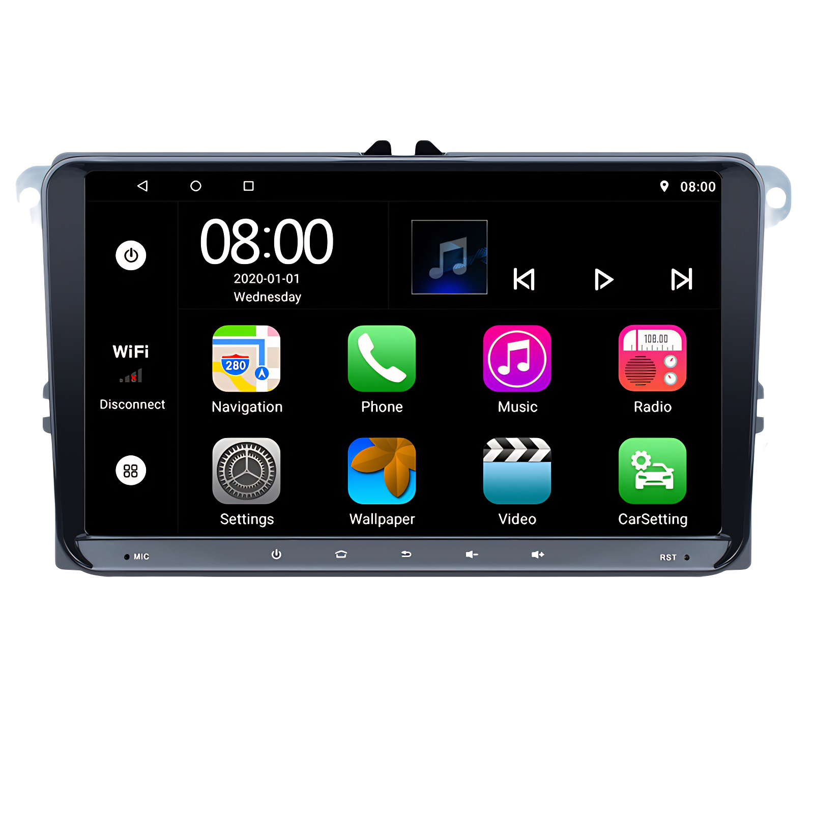 KunLin 2 Din 9 Inch Universal Android Radio for VW Seat Golf Passat Jetta Beetle Tiguan Carplay Stereo with GPS Functions