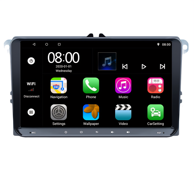 KunLin 2 Din 9 Inch Universal Android Radio for VW Seat Golf Passat Jetta Beetle Tiguan Carplay Stereo with GPS Functions