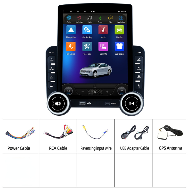 KunLin 9.7Inch 2 Din Android Car Radio Vertical IPS Touch Screen Tesla Style GPS Navigation MP5 Car DVD Player Car Multimedia Carplay