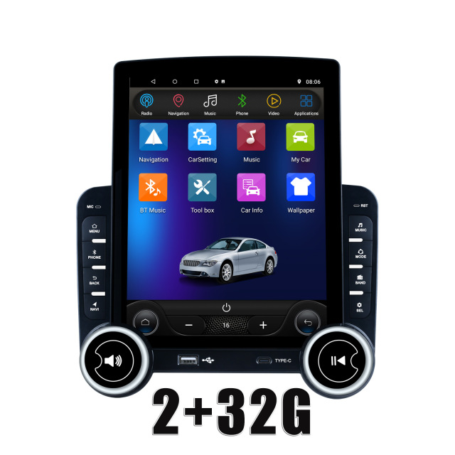 KunLin 9.7Inch 2 Din Android Car Radio Vertical IPS Touch Screen Tesla Style GPS Navigation MP5 Car DVD Player Car Multimedia Carplay