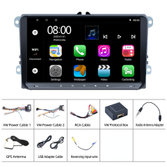 KunLin 2 Din 9 Inch Universal Android Radio for VW Seat Golf Passat Jetta Beetle Tiguan Carplay Stereo with GPS Functions