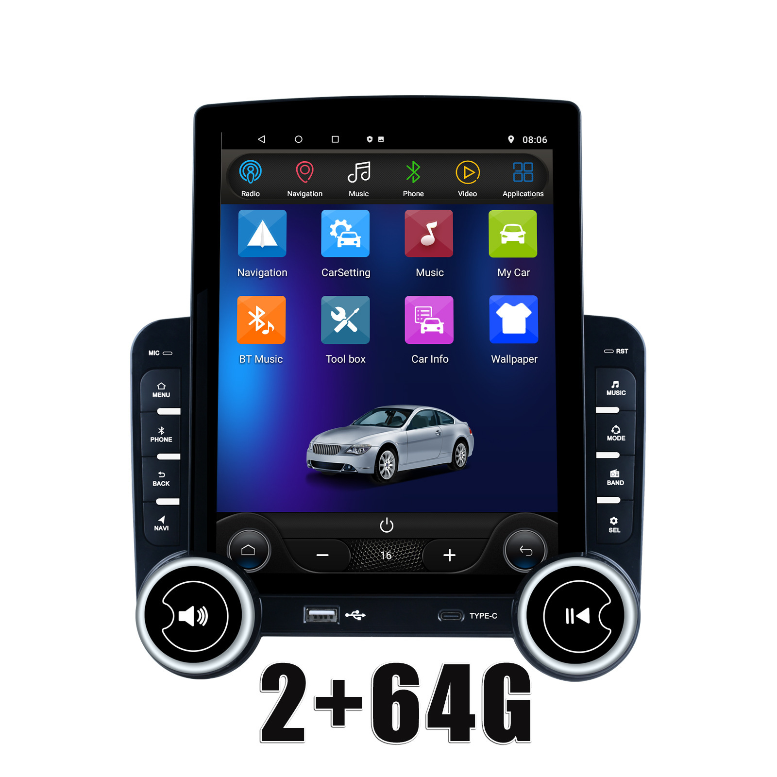 KunLin 9.7Inch 2 Din Android Car Radio Vertical IPS Touch Screen Tesla Style GPS Navigation MP5 Car DVD Player Car Multimedia Carplay