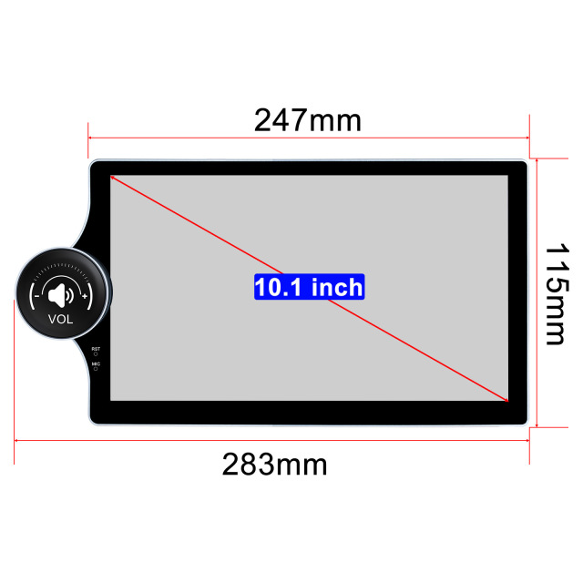 KunLin 10.1 Inch 2+32G Single Knob Button Android Screen Universal Head Unit Car Multimedia Radio Player for All Car Model