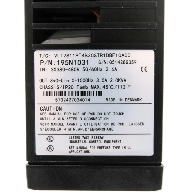 VLT2811PT4B20STR1DBF10A00 VLT 2800 Serie 1.1kW 1.5 HP 380-480V Inverter Drive DANFOSS VLT Automation Drive 195N1031