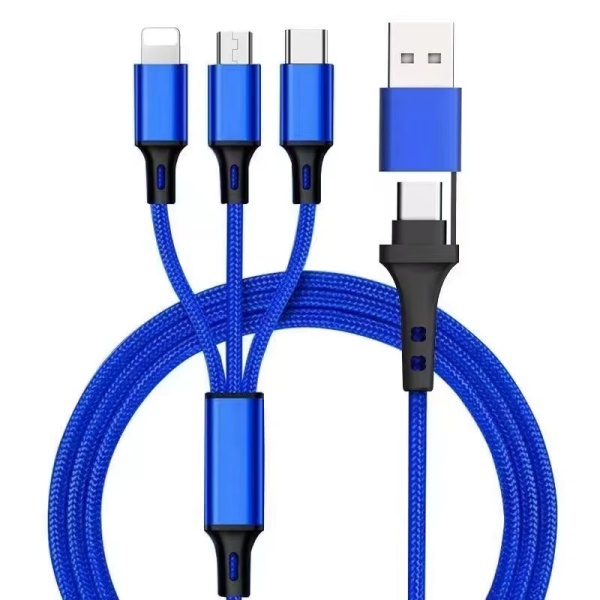 Wholesale Mobile Part Supplier - Nylon Braided Multi-USB Fast Speed Charging Data Cable 5 in 1