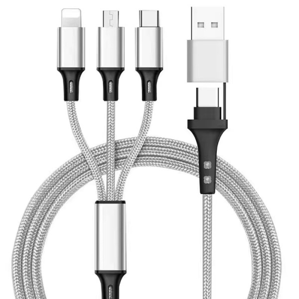 Wholesale Mobile Part Supplier - Nylon Braided Multi-USB Fast Speed Charging Data Cable 5 in 1