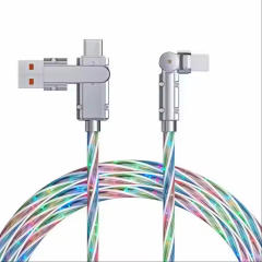 PD LED Light Super Fast Charging Data Cable for iPhone Android 180° Rotation 1M