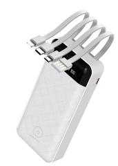 20000mAh Power Bank with 4 Output Cables USB+Lightning+Type C+Micro Black White