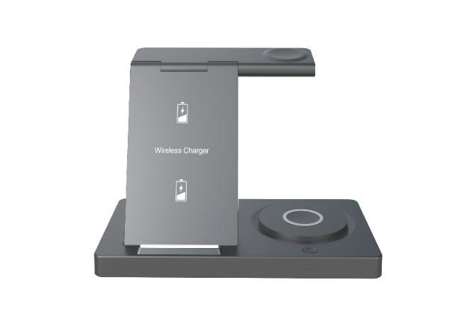 Wholesale Mobile Part Supplier - 5 in 1 15W Dual-Coil Foldable Wireless Charger 