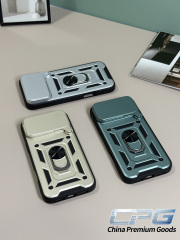 Push Pull Lens Cover Phone Cases With 360° Rotating Ring Holder