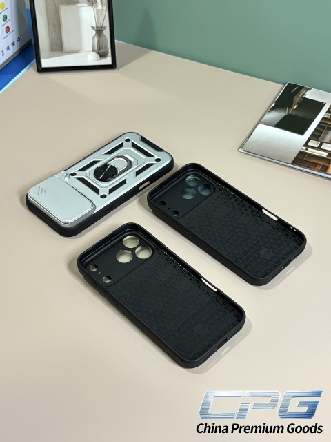 Push Pull Lens Cover Phone Cases With 360° Rotating Ring Holder