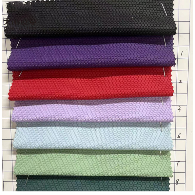 PU conductive leather hexagonal ball pattern elastic embossed leather fabric for gloves