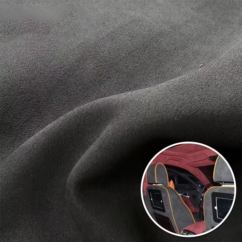 Light Resistant Dark Anthracite Microfiber Synthetic Suede Leather