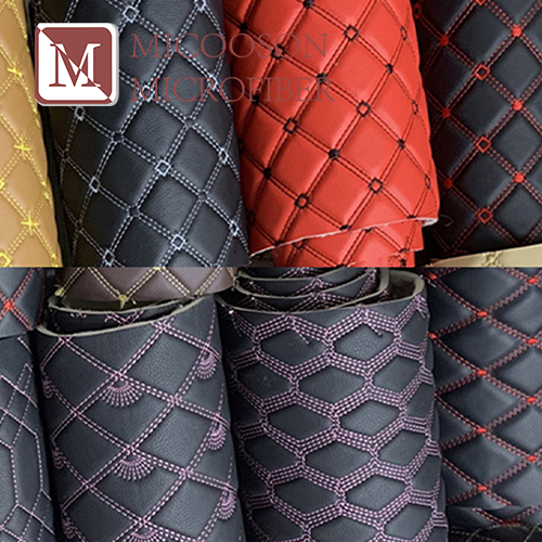 Car Interior Embroidery Quilted Leather With Sponge