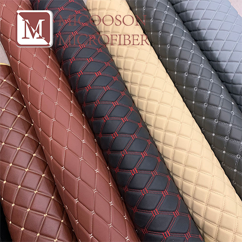 Car Interior Embroidery Quilted Leather With Sponge