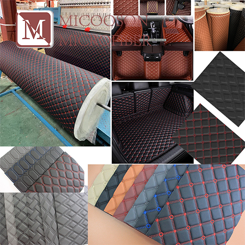Embroidery Quilted Soft PVC Leather with Sponge  Rolls