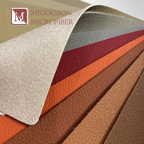 Litchi Grain Pu Microfiber Faux Leather Fabric
