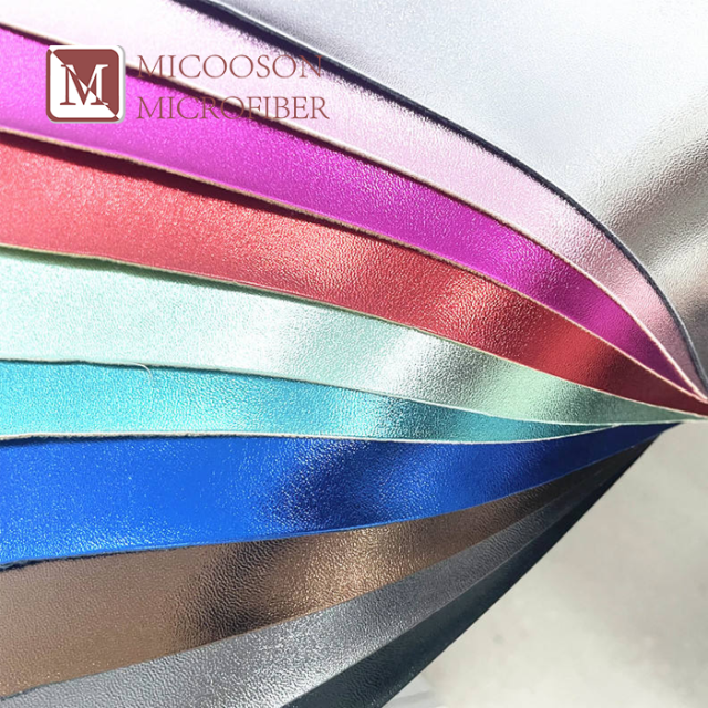 Metallic Pu Coated Synthetic Leather Imitation Foiled Leather