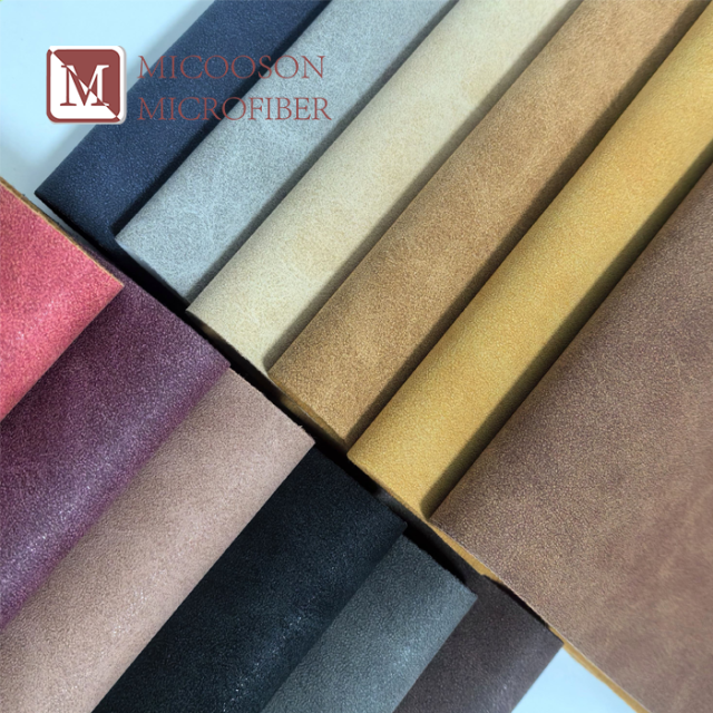 Brush Two Tone Flocked Yangbuck Leather PU Synthetic Fabric