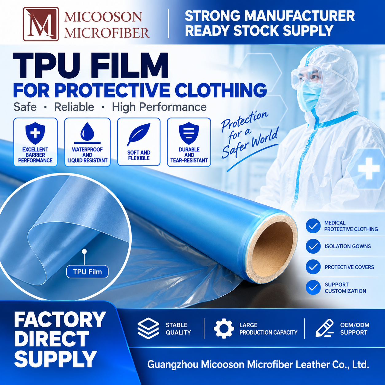 TPU film for protective clothing