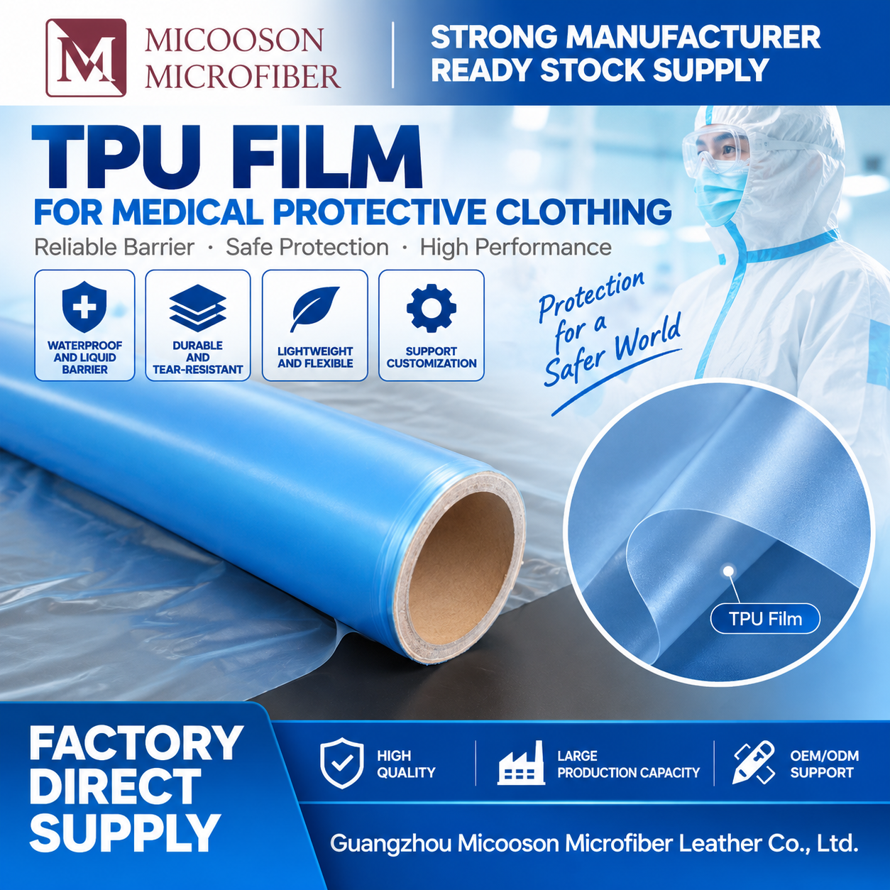 Film for medical protective clothing