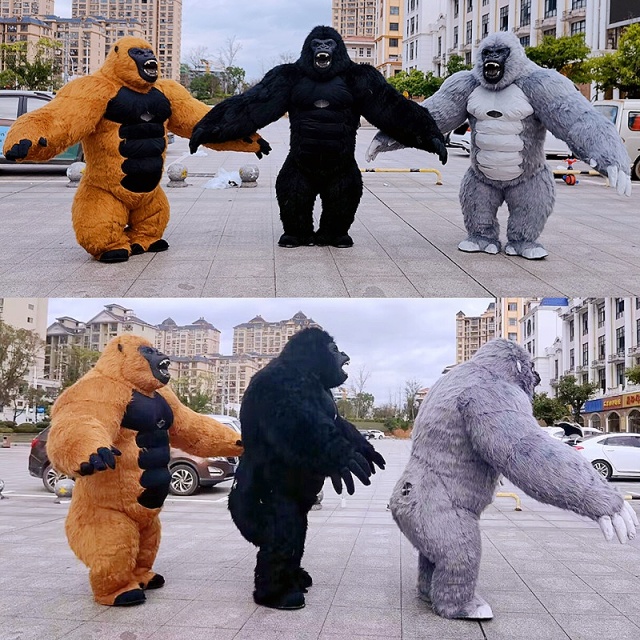 golden ,grey ,black Inflatable Giant Gorilla Mascot Costume with Cooling Fan