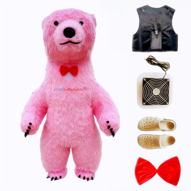 Inflatable Polar Bear Mascot Costume with Cooling Fan