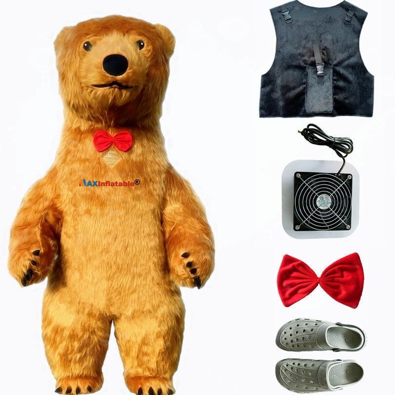 Inflatable Polar Bear Mascot Costume with Cooling Fan