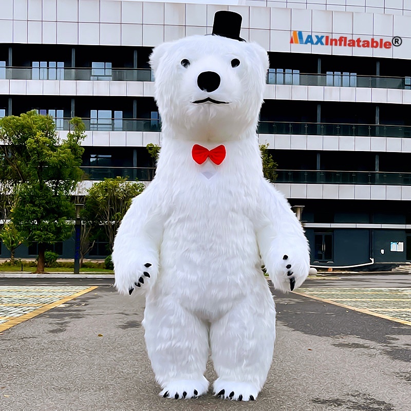 Inflatable Polar Bear Mascot Costume with Cooling Fan