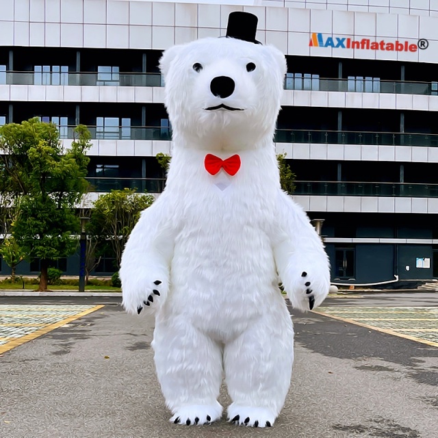 Inflatable Polar Bear Mascot Costume with Cooling Fan