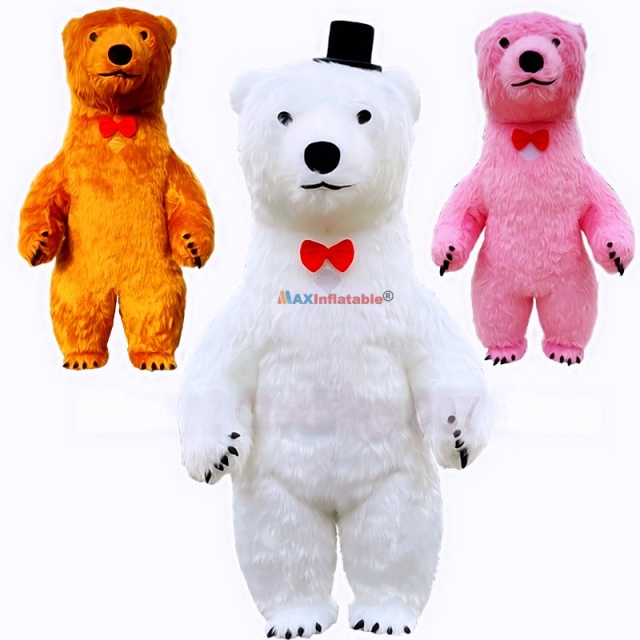 Inflatable Polar Bear Mascot Costume with Cooling Fan