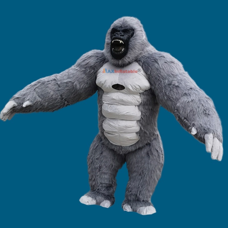 grey color Inflatable Giant Gorilla Mascot Costume with Cooling Fan