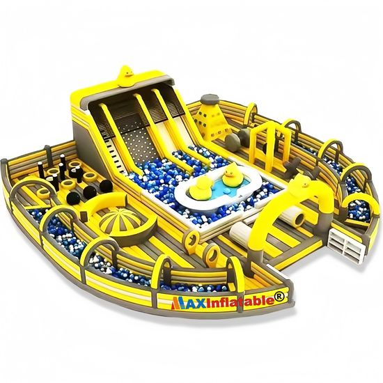 Commercial  Giant Yellow Duck Themed Inflatable Obstacle Course Park