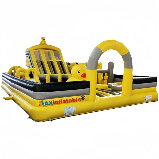 Commercial  Giant Yellow Duck Themed Inflatable Obstacle Course Park