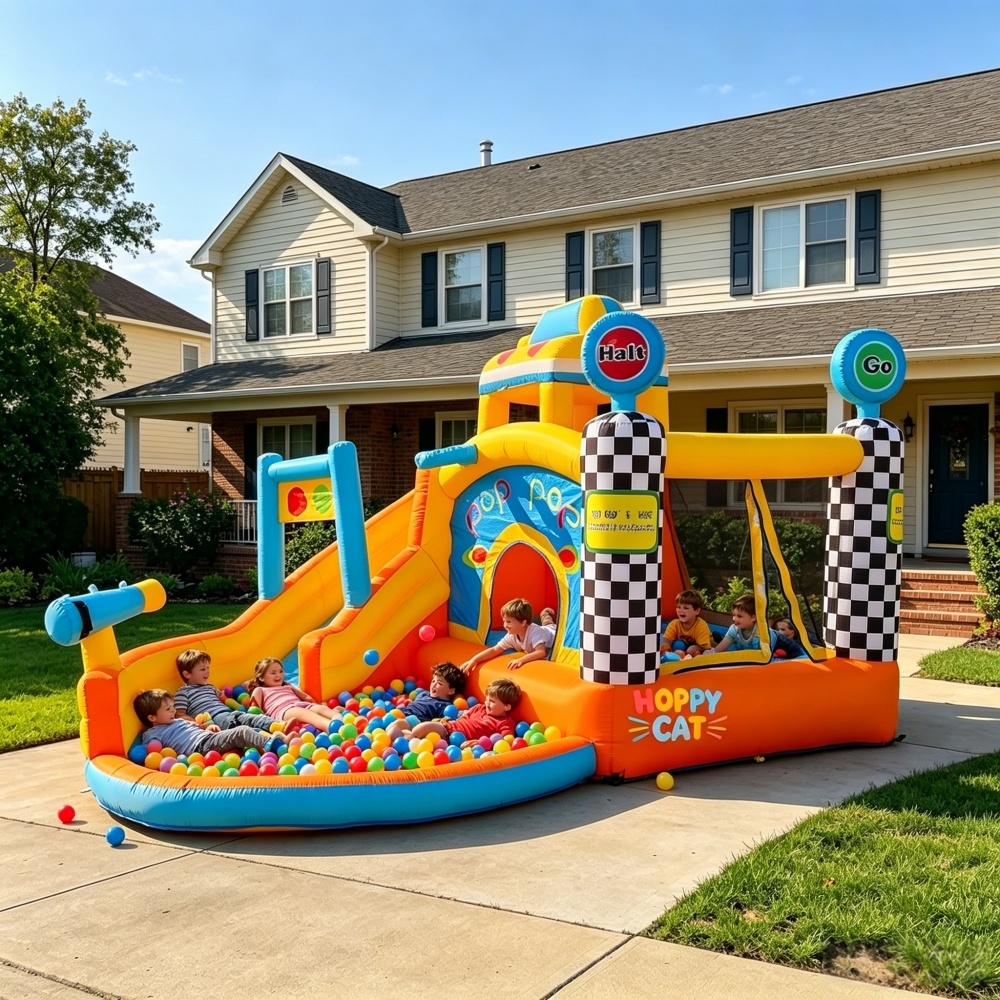 HOPPYCAT Inflatable Castle & Slide Combo – Family Use (Oxford Fabric)
